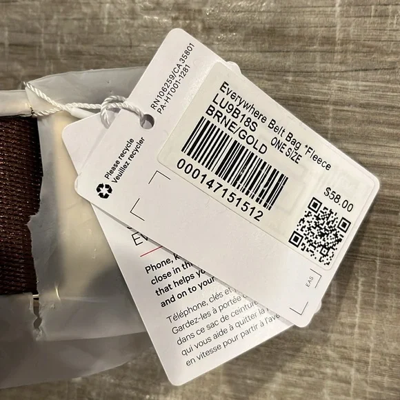Lululemon NWT Everywhere Fleece Belt Bag brown with gold hardware - Picture 3 of 6